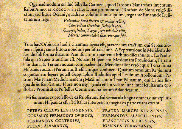" Volventur saxa litteris...", in Theatrum Orbis Terrarum, Novus Orbis, Ortelius, 1570